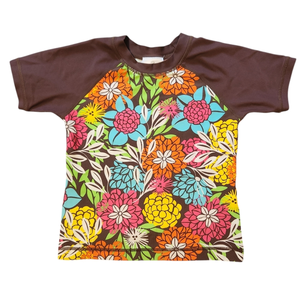 Hanna Andersson Floral Rash Guard Swim Top 120